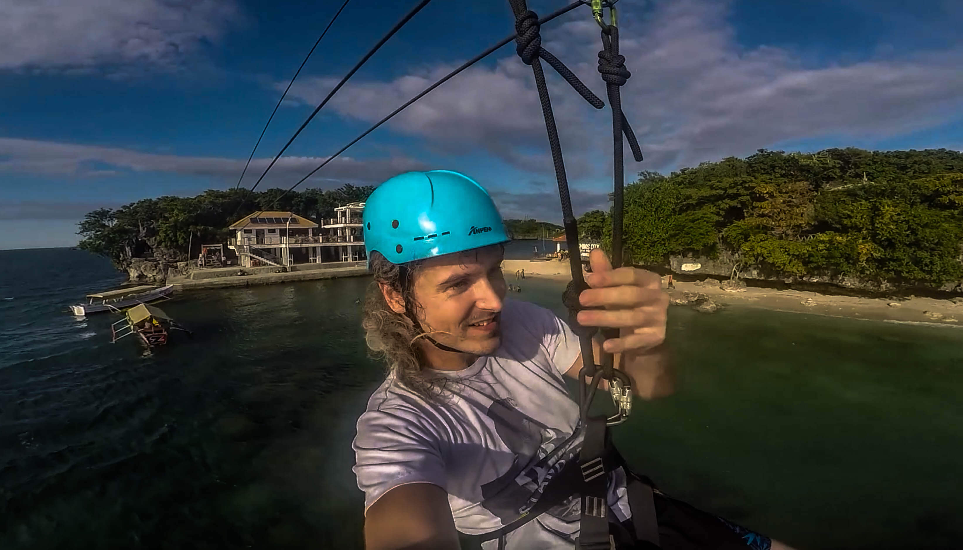 lenny through paradise enjoyinh a zip-line at hundred islands nature park in pangasinan philippines